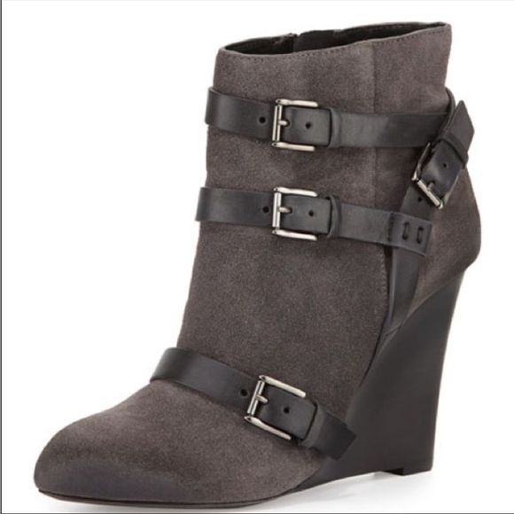 Rebecca Minkoff Maggie Gray Sueded Leather Belted Straps Booties - Picture 8 of 12